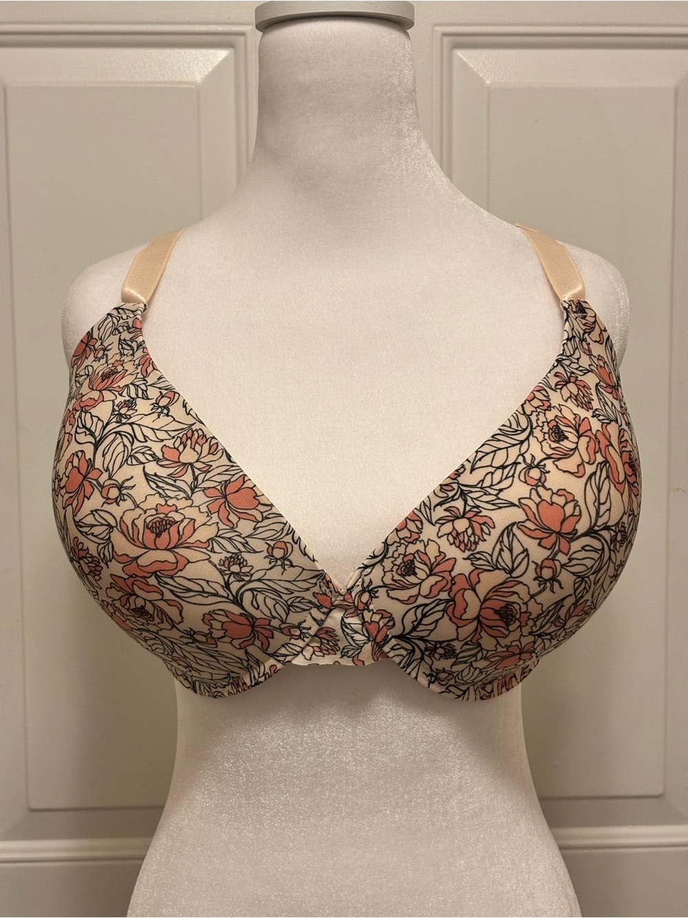 Isaac Mizrahi Floral Underwire Bra 42DD NWOT Pink Beige